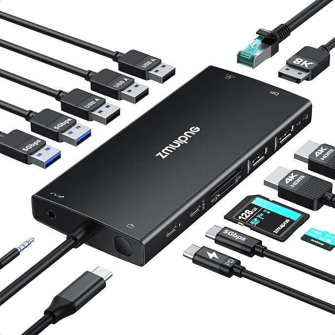 USB C Hub USB C Docking Station Dual Monitor 4K@60Hz+DP 8K@30Hz - Image 8