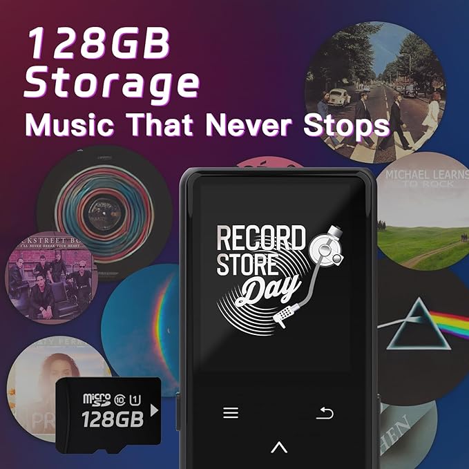 128GB MP3 Player with Bluetooth, Portable Music Player with Built-in Speaker - Image 2