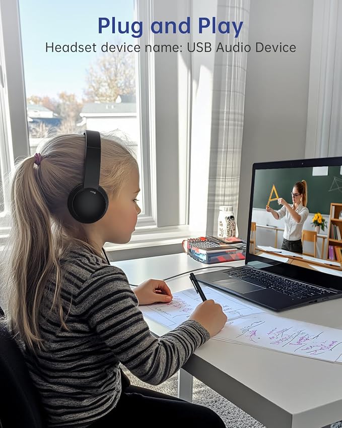 USB Headset with Microphone for PC, Wired Headphones with Mic USB Headsets with - Image 6