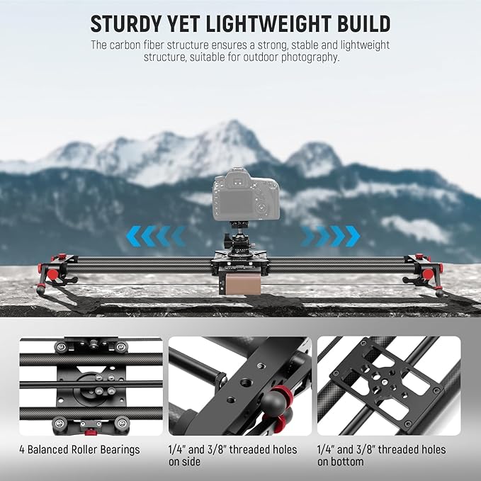 NEEWER 31.5"/80cm Motorized Camera Slider, App Wireless Control DSLR Carbon - Image 6