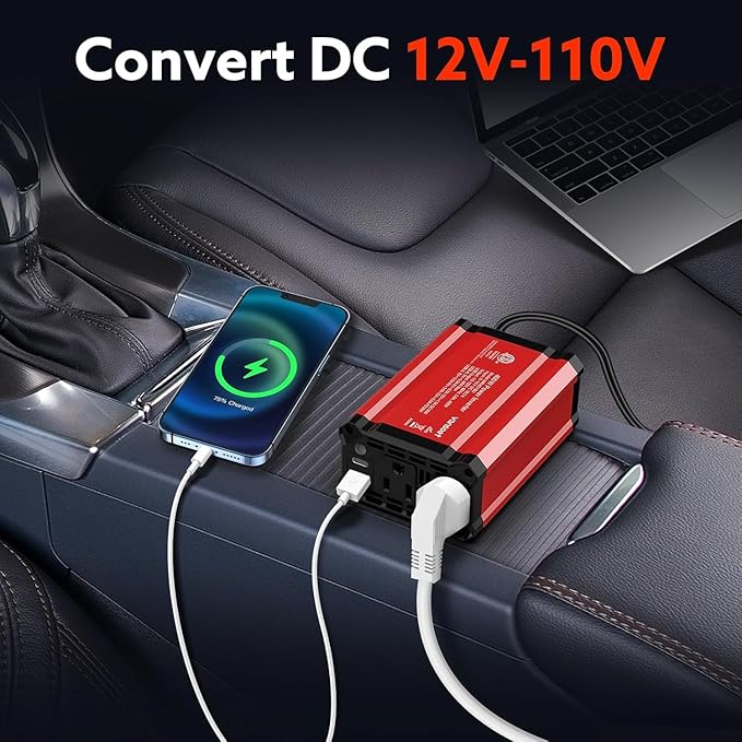 400W Car Power Inverter: vansoet DC 12V to AC 110V Inverter Converter, USB C PD - Image 2