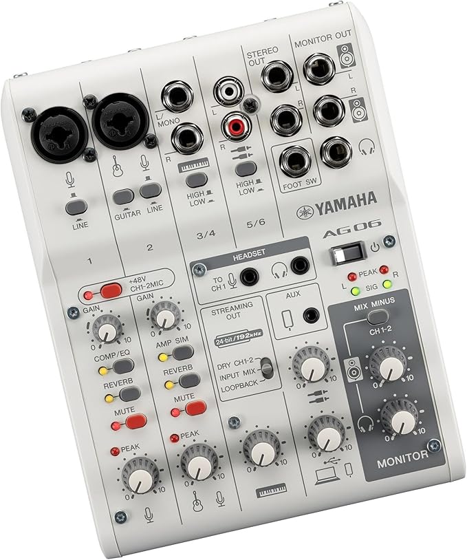 Yamaha AG06MK2 White 6-Channel Live Streaming Loopback Mixer/USB Interface - Image 3