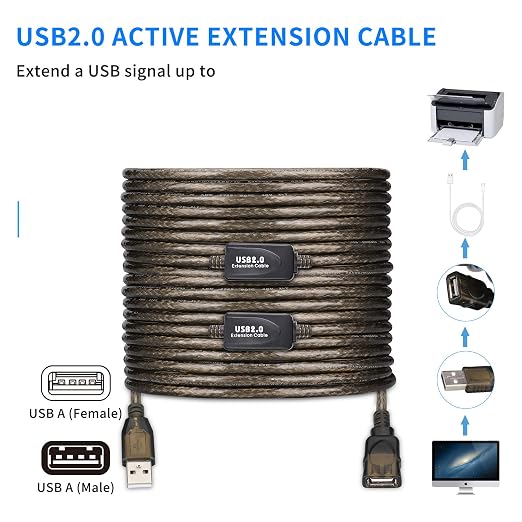 75 FT USB Extension Cable, USB 2.0 Type A Male to A Female Active Repeater - Image 4