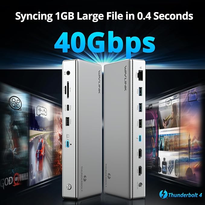 WAVLINK Thunderbolt 4 Hub with Dual HDMI 4K@60Hz, 100W Charging, Thunderbolt - Image 9
