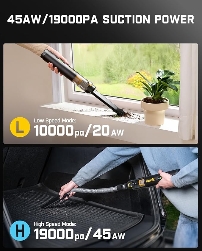 Fanttik Slim V10 APEX Cordless Car Vacuum, 4-in-1 Portable Mini Handheld Vac - Image 5