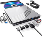 External CD/DVD Drive for Laptop, Ultra Slim CD Burner USB 3.0 Hub by BPAKDU