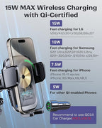 KPON Wireless Charger for Car, Car Phone Holder Charger Mount Qi Certified Auto - Image 4