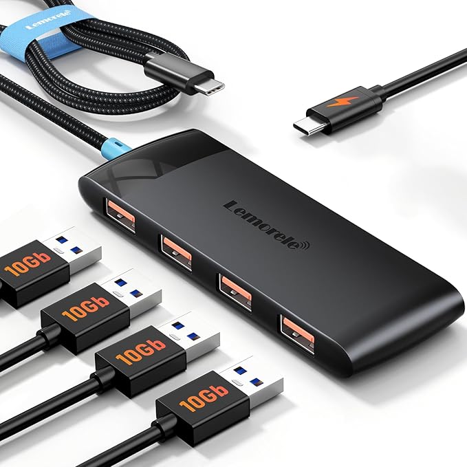 10Gbps USB C Hub, 4 Ports USB3.2 Splitter by Lemorele