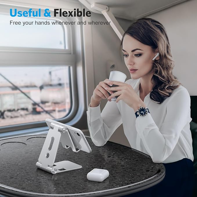 OMOTON Foldable Cell Phone Stand, C4 Portable Aluminum Phone Holder, Adjustable - Image 6