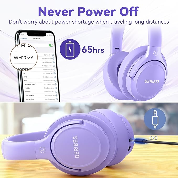 BERIBES Bluetooth Headphones Over Ear, 65H Playtime and 6 EQ Music Modes - Image 6