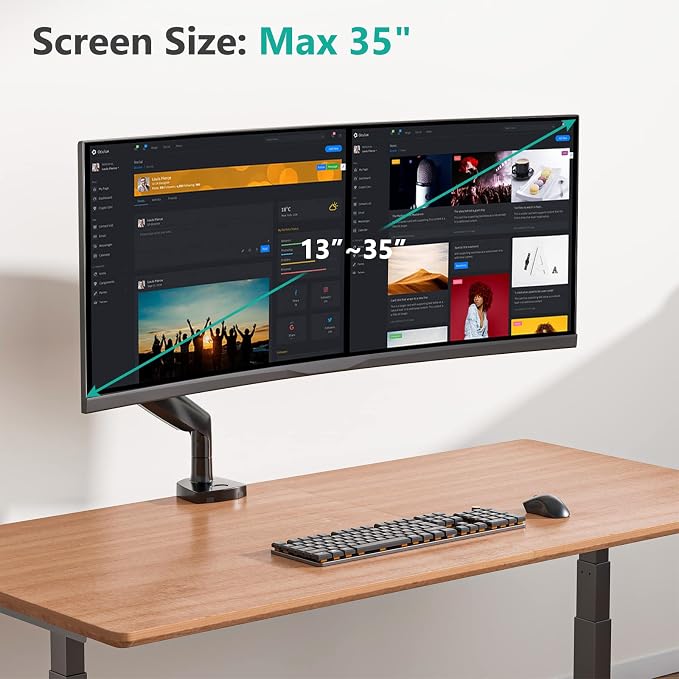 WALI Single Monitor Arm, Gas Spring Monitor Mount - Image 4