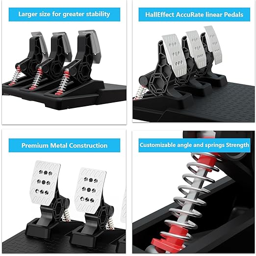 DOYO Racing Pedals, PC Gaming Steering Wheel Metal Pedal Set - Image 3