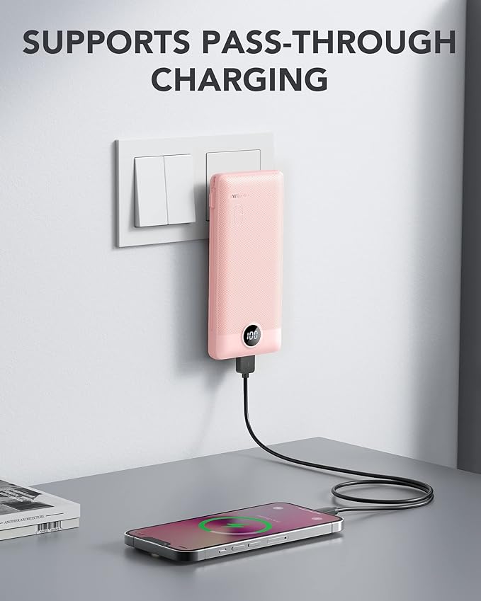 VRURC Portable Charger Built-in Cables and AC Wall Plug, USB C Power Bank - Image 2