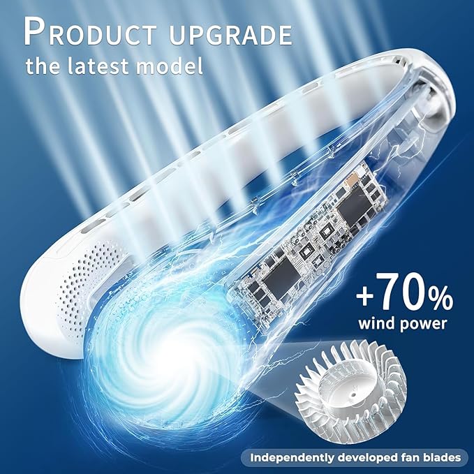 FrSara Neck Fan, Portable Personal Fan Strong Wind, Air Volume, 360° Cooling - Image 5