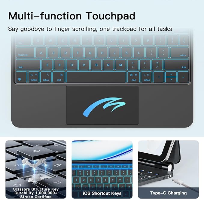 for iPad Air 13 inch Case with Keyboard, iPad Pro 12.9 Magic Keyboard, Springy - Image 6