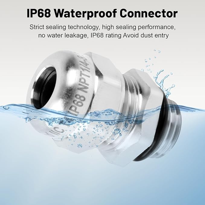 NPT 1/4" Stainless Steel Waterproof Cable Gland IP68 Waterproof Cable Gland - Image 5