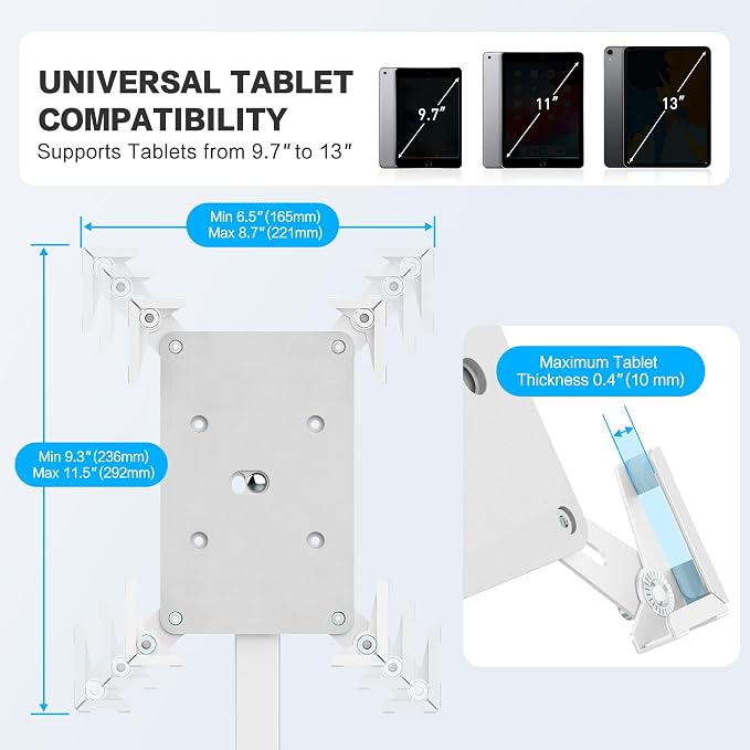 AboveTEK Security iPad Kiosk Floor Stand, Anti-Theft POS Tablet Stands - Image 5