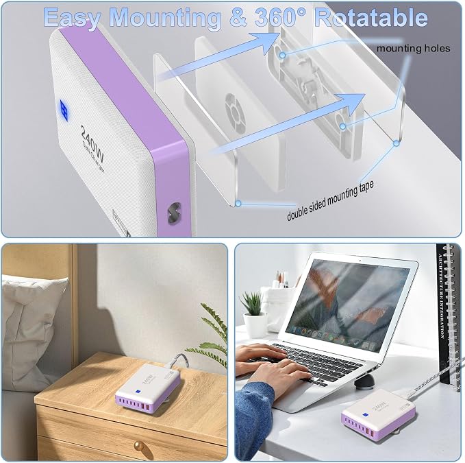 Type C Charger 240W, USB C Charger Block Fast Charging 8 Ports, PD 65W GaN III - Image 7