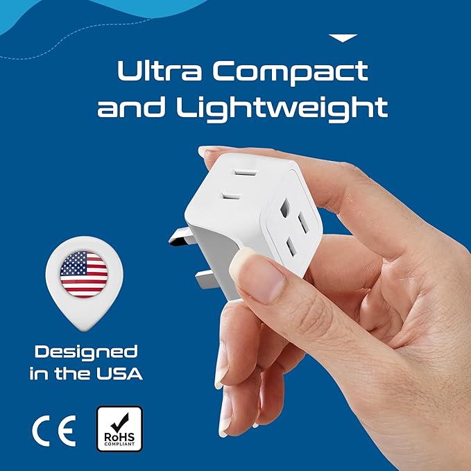 Ceptics UK Travel Plug Adapter, 2 in 1 Type G Adapter, US to UK Adapter - Image 6