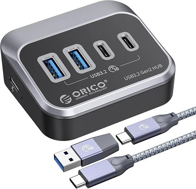ORICO USB Hub 10Gbps with 2 USB A Ports+2 USB C Ports, USB 3.2 Gen 2 Hub with by PioneerDataSolutionPowerYourFuture