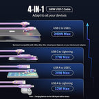 USB C Cable, 240W 4 in 1 Charging Cable 4FT, Charging Cable Fast Charging & - Image 8