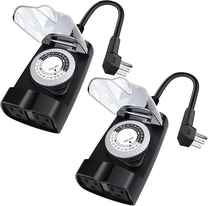 G-ELEK Outdoor Timer Outlet Waterproof, 24 Hour Outdoor Light Timer, Timers by G-ELEKDirect