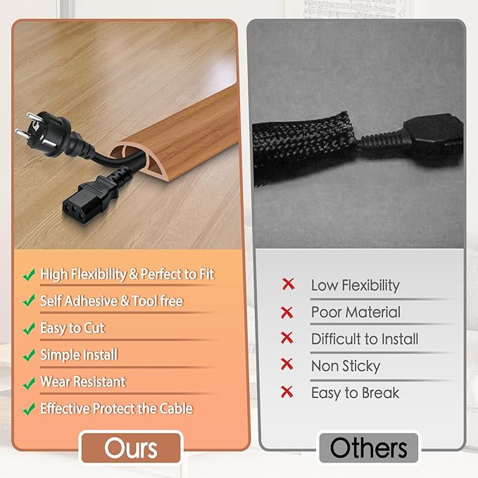 Floor Cord Cover for Wires on Floor Self Adhesive Cord Hider Floor Cable - Image 3
