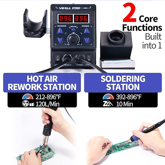 YIHUA 8786D I 2 in 1 Hot Air Rework and Soldering Iron Station - Image 2