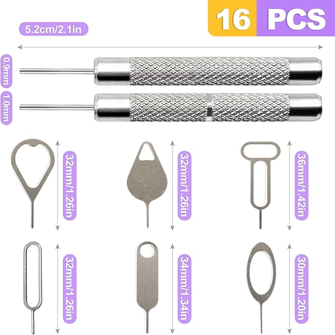 16 Pack SIM Card Ejector Tool Kit, Phone Tray Opener Pin - Image 2