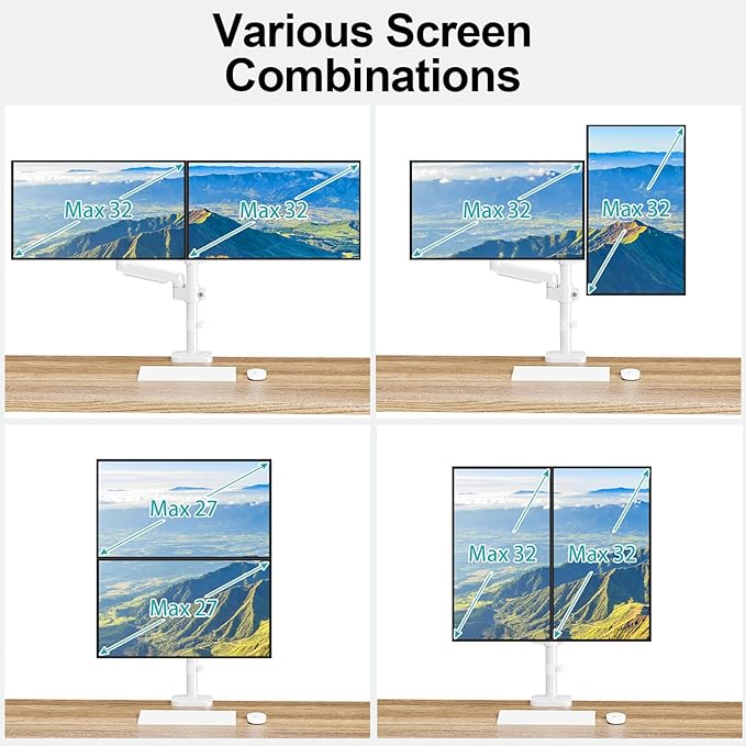 MOUNT PRO Dual Monitor Mount for 13-32" Computer Screen, Tall Monitor Stands - Image 4