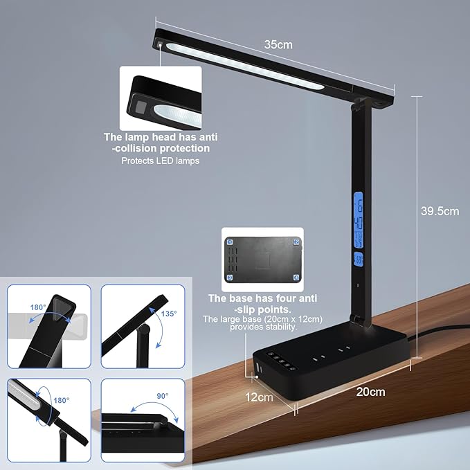 karidi Smart Desk Lamp with Digital Clock, 4-in-1 Charging Station, Temperature - Image 7