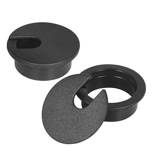 1-3/8" Black Desk Grommet, JTemgle Plastic Cable Hole Cover Computer Table Cord by JTemgle
