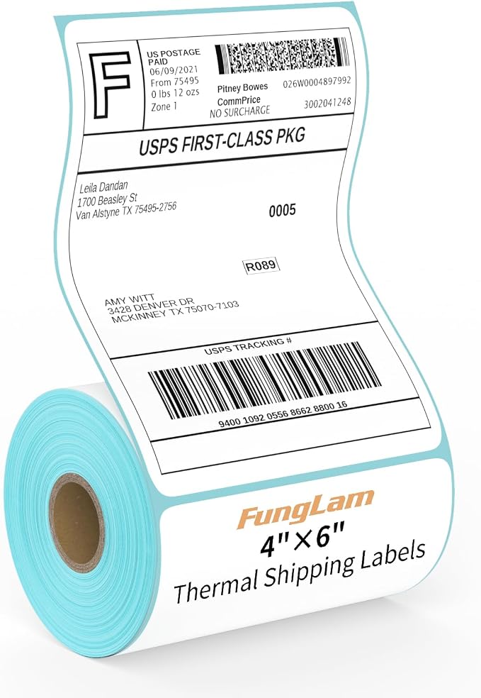 4”×6" Thermal Labels, FungLam 4”×6” Thermal Shipping Labels, Address Mailing by FungLam