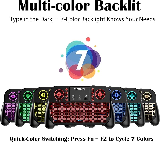 Mini Keyboard with Touchpad-2.4GHz & Bluetooth Dual-Mode, 7-Color Backlight - Image 5