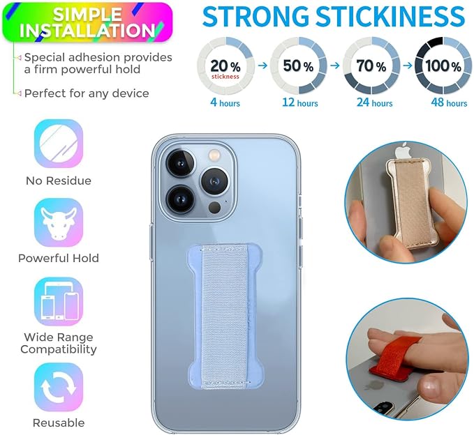 Phone Grip Holder for Hand, Universal Finger Strap Phone Holder, Finger Selfie - Image 2