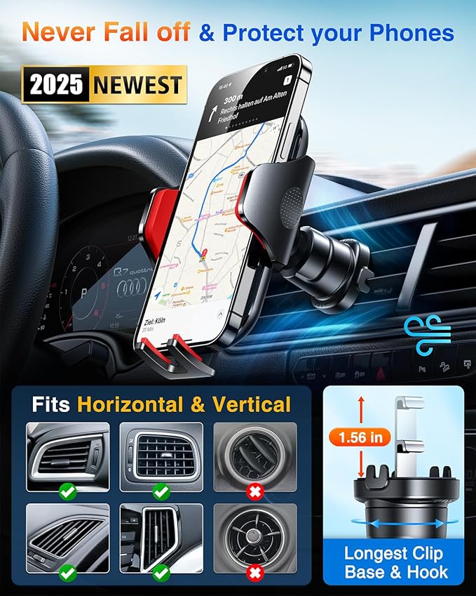VANMASS Car Phone Holder Mount 2025 Upgraded Car Vent Phone Mount Clip - Image 6