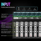 Professional Audio Mixer, 6 Channel Audio Interface Sound Board Mixing Console - Image 6