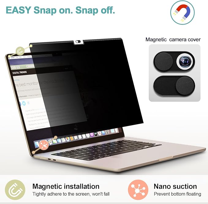 IPROKKO Magnetic MacBook Privacy Screen Protector, Compatible - Image 2