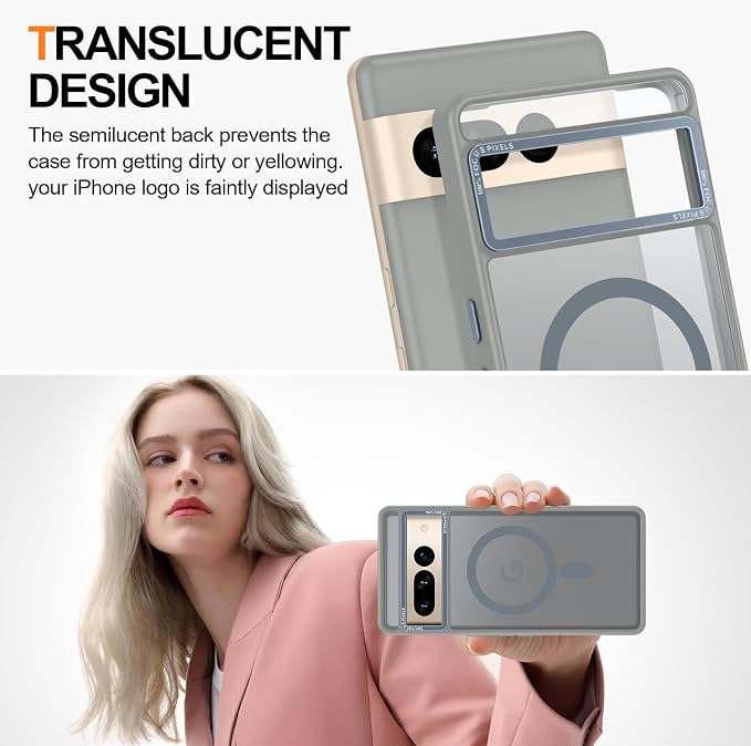 Magnetic for Google Pixel 7 Pro Case, Shockproof Slim Translucent Matte - Image 4