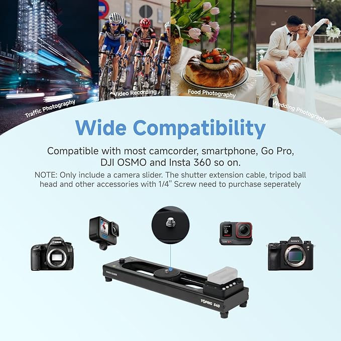 Accsoon Motorized Camera Slider, Adjustable 16''/40 cm Bluetooth Video Slider - Image 4