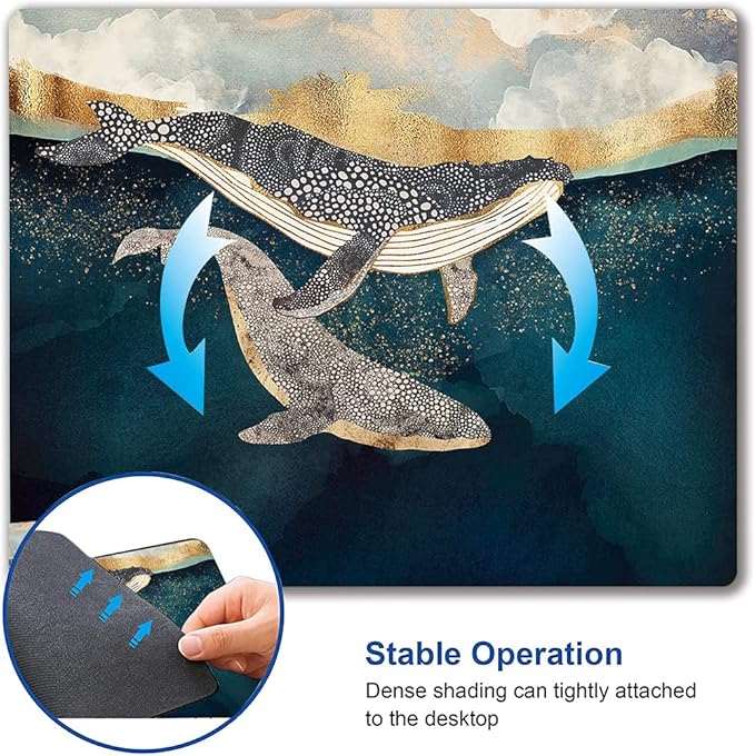 Whale Mouse Pad, Animals Art Mouse Pads, Mouse Mat Square Waterproof Mouse Pad - Image 6