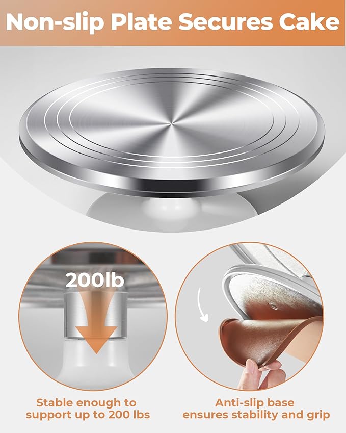 Kootek Aluminium Alloy Revolving Cake Stand 12 Inch Rotating Cake Turntable - Image 5