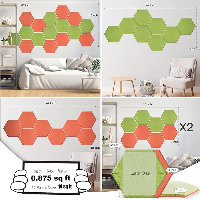 Mollywell Hexagon Acoustic Panels, High Density, Soundproofing, Decorative - Image 4