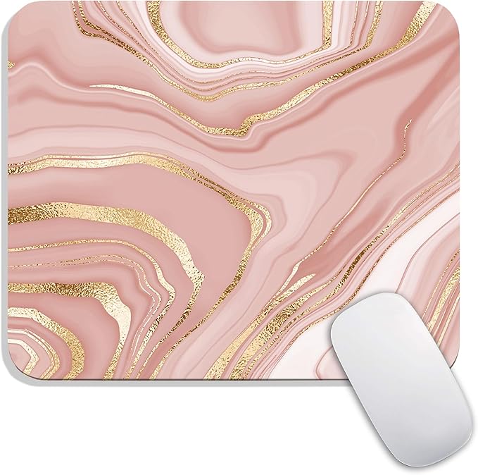 Square Mouse Pad Pink Gold, Personalized Premium-Textured Custom Mouse Mat by Armanza