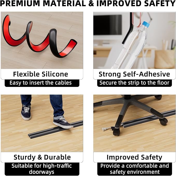 6ft Floor Cord Cover, Silicone Wire Hider, Hide Extension Cords, Protect Cords - Image 6