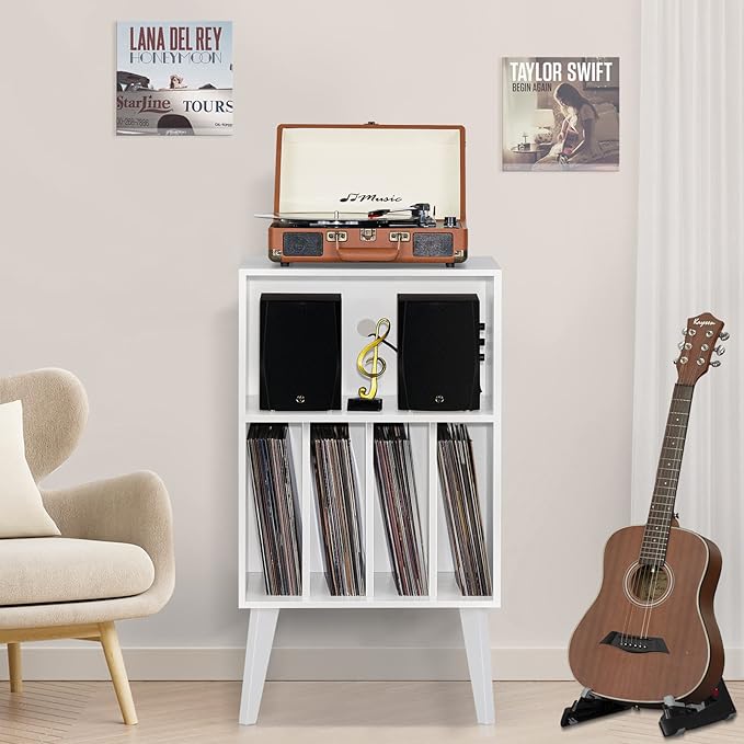 Lerliuo Record Player Stand, Mid-Century Vinyl Storage Cabinet Table - Image 7