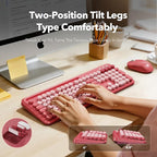 Wireless Keyboard and Mouse Combo, Cute Full-Size Typewriter-Style Keyboard - Image 4