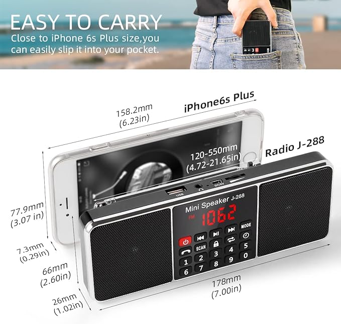 PRUNUS J-288 Portable Radio AM FM Radio - Image 2