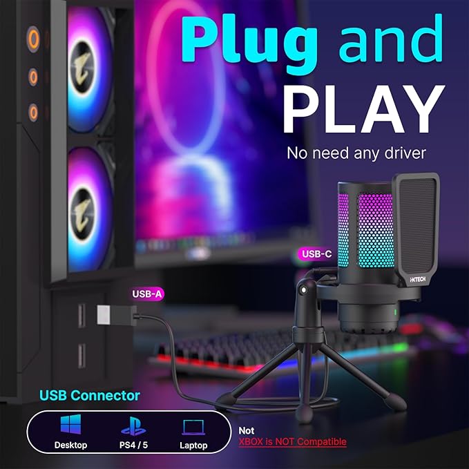 IXTECH USB Gaming Microphone for PC, RGB Condenser Microphone - Image 5