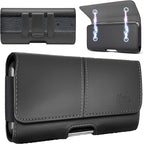 Leather Phone Holster for Men, Horizontal Cell Phone Case, Fits iPhone 17/17 by WirelessCity